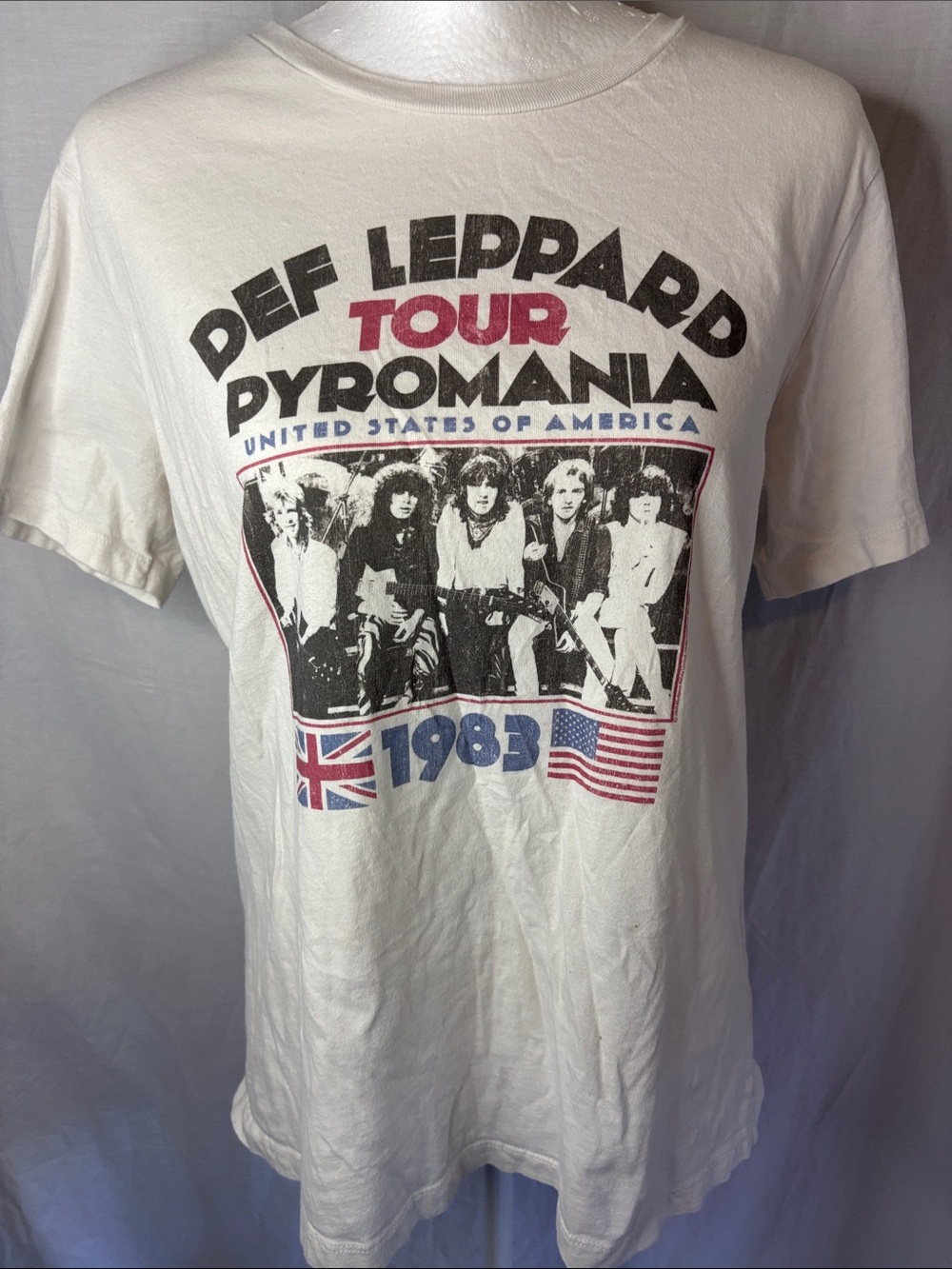 Def Leppard Pyromania Tour 1983 Short Sleeve T-Shirt - White